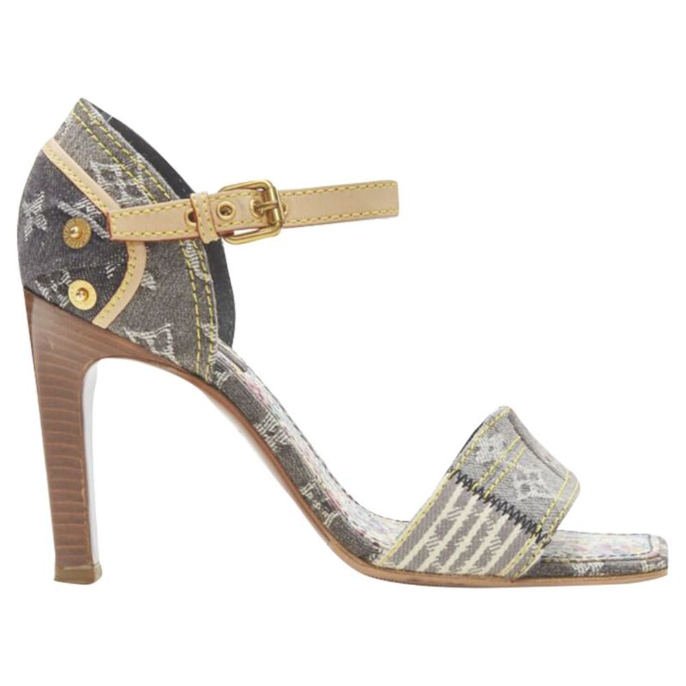 Louis Vuitton Denim Patchwork Buckle Vachetta Str… - image 2